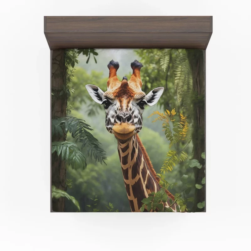 Giraffe Peering Through Trees Fitted Sheet