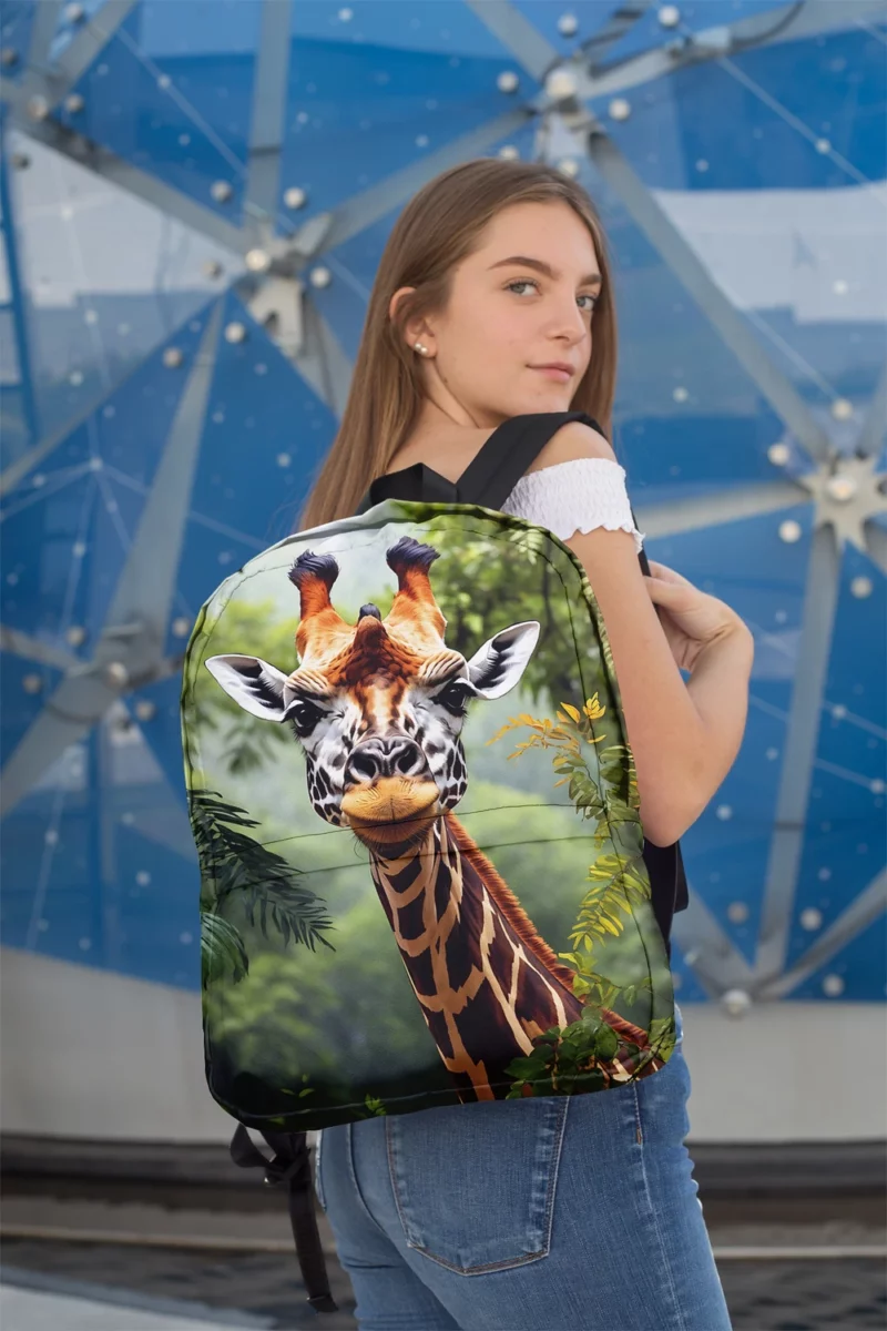 Giraffe Peering Through Trees Minimalist Backpack 2