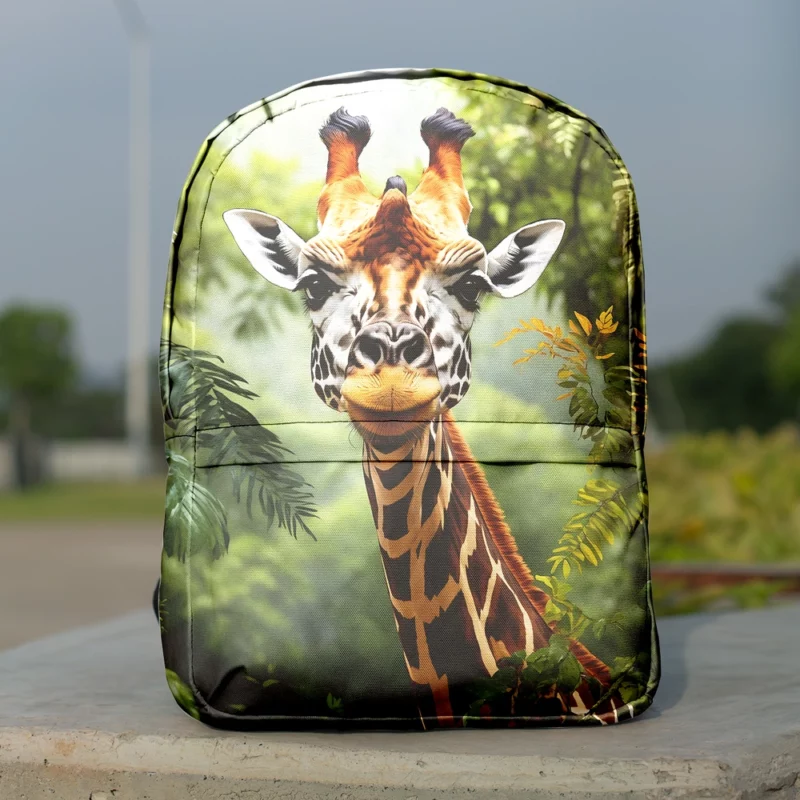 Giraffe Peering Through Trees Minimalist Backpack