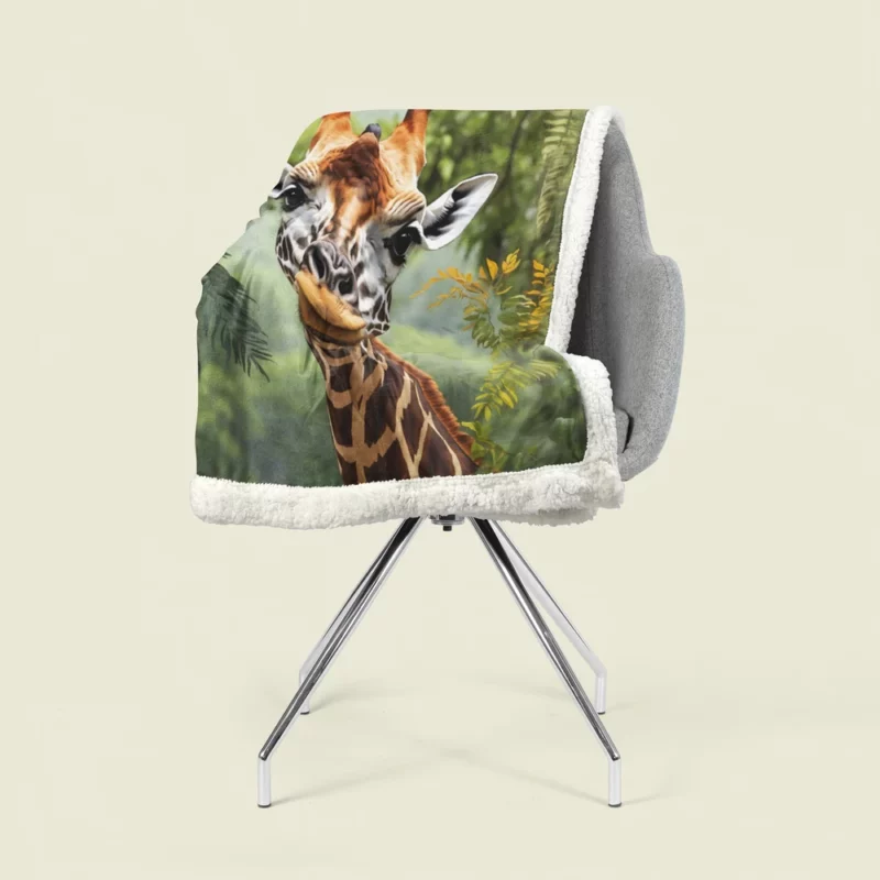 Giraffe Peering Through Trees Sherpa Fleece Blanket 1