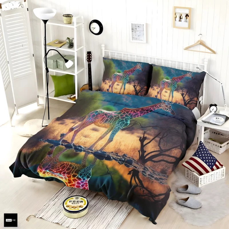 Giraffe Pond Reflection Bedding Set