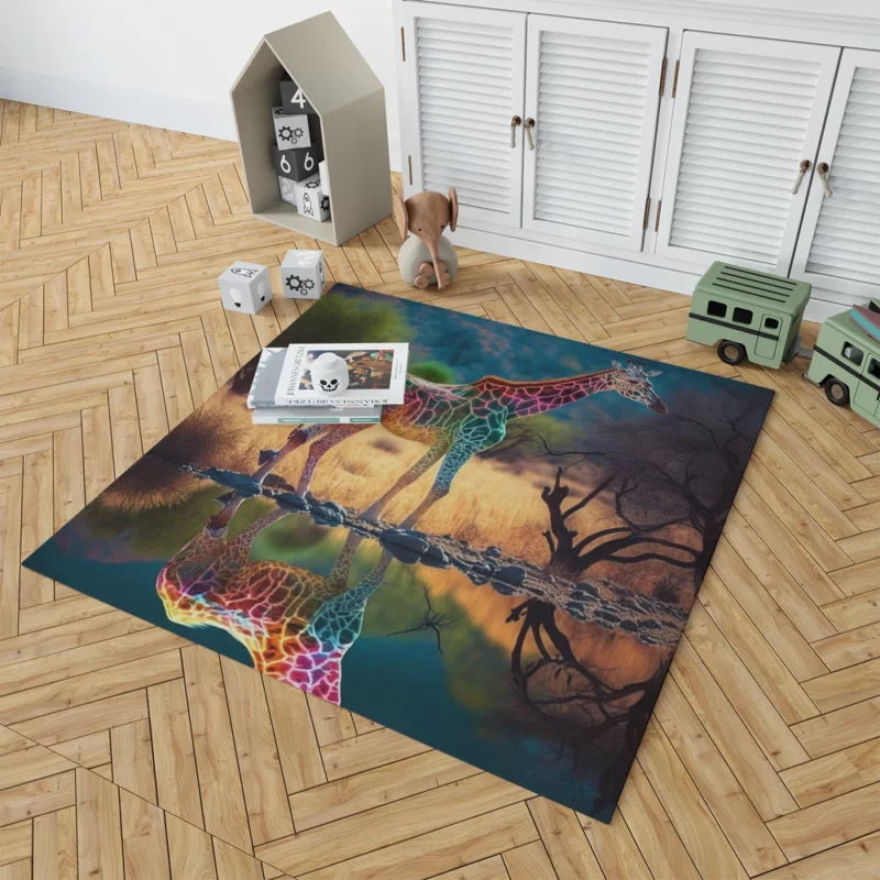 Giraffe Pond Reflection Rug 1