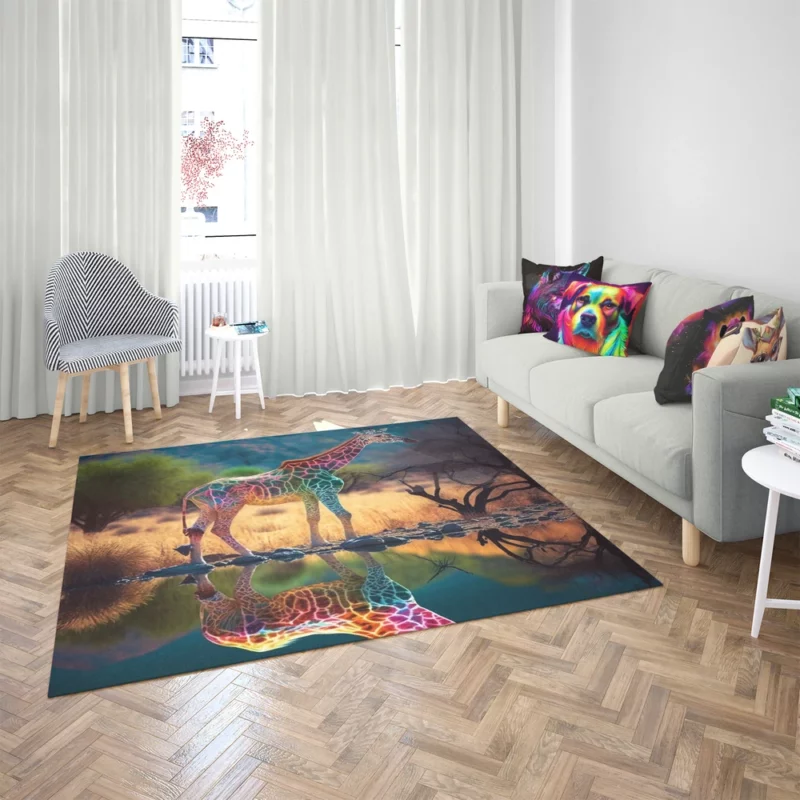 Giraffe Pond Reflection Rug 2