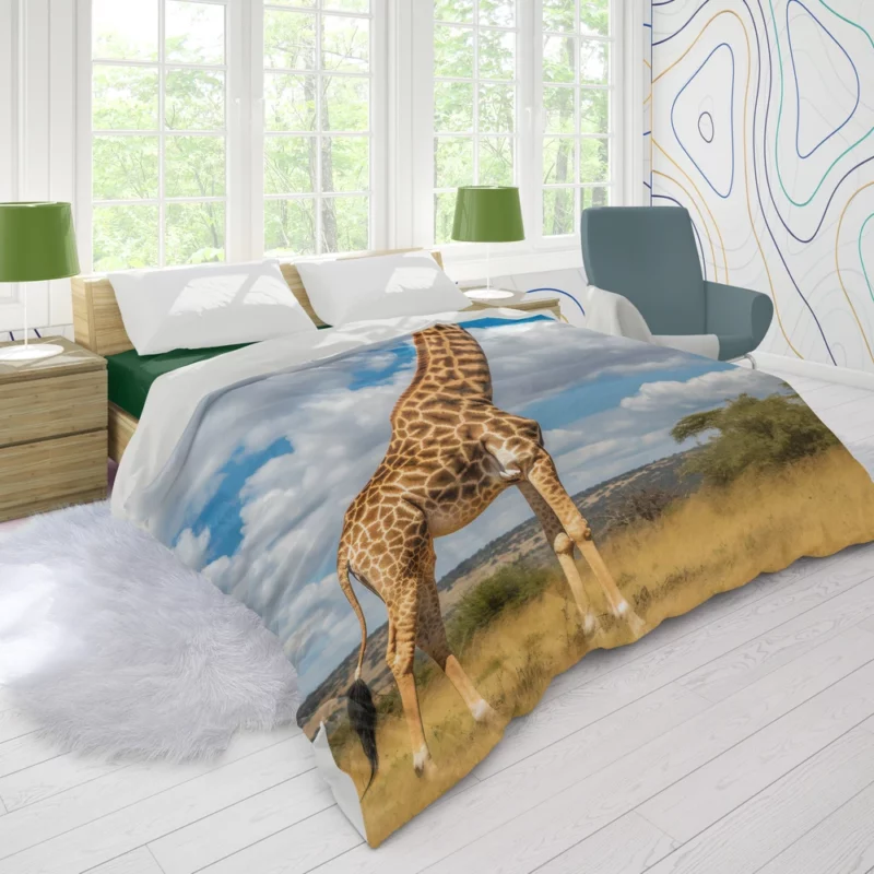 Giraffe Portrait in Africa Duvet Cover