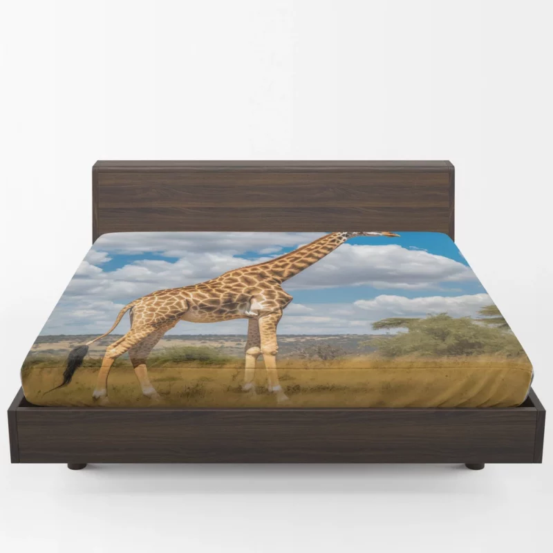 Giraffe Portrait in Africa Fitted Sheet 1