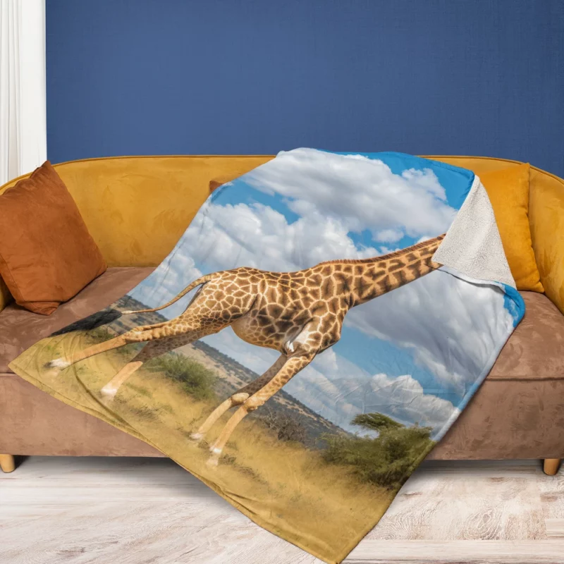 Giraffe Portrait in Africa Fleece Blanket 1