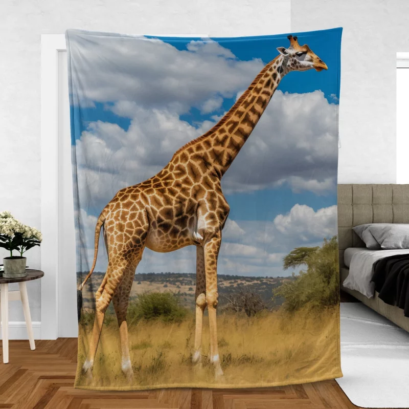 Giraffe Portrait in Africa Fleece Blanket