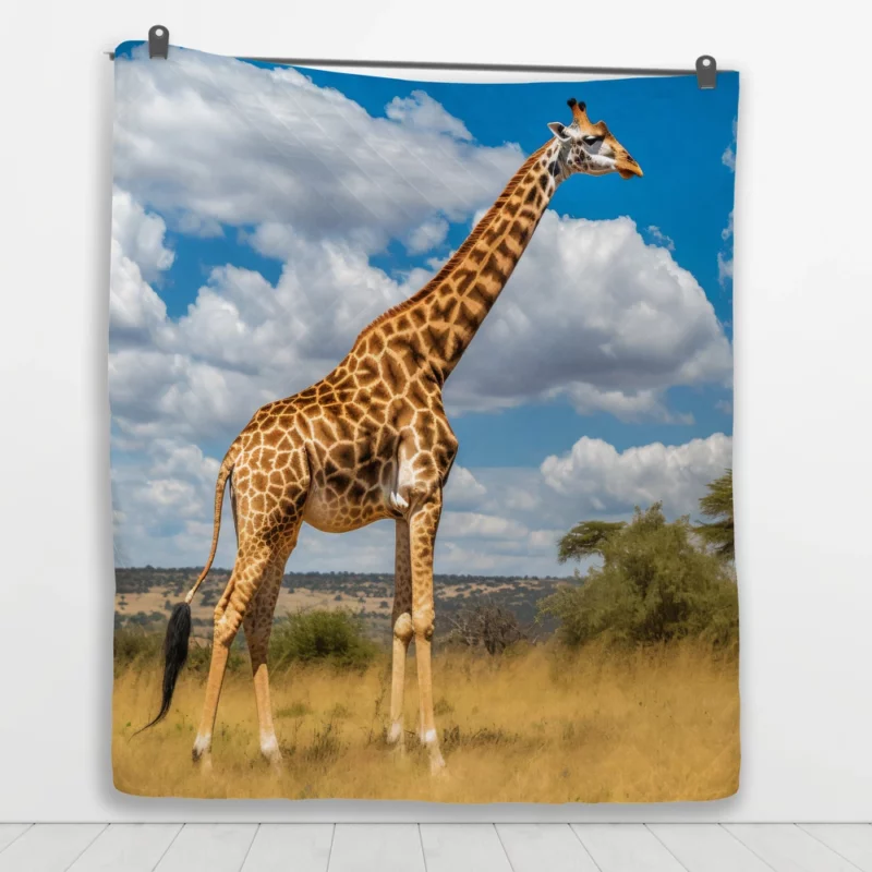 Giraffe Portrait in Africa Quilt Blanket 1