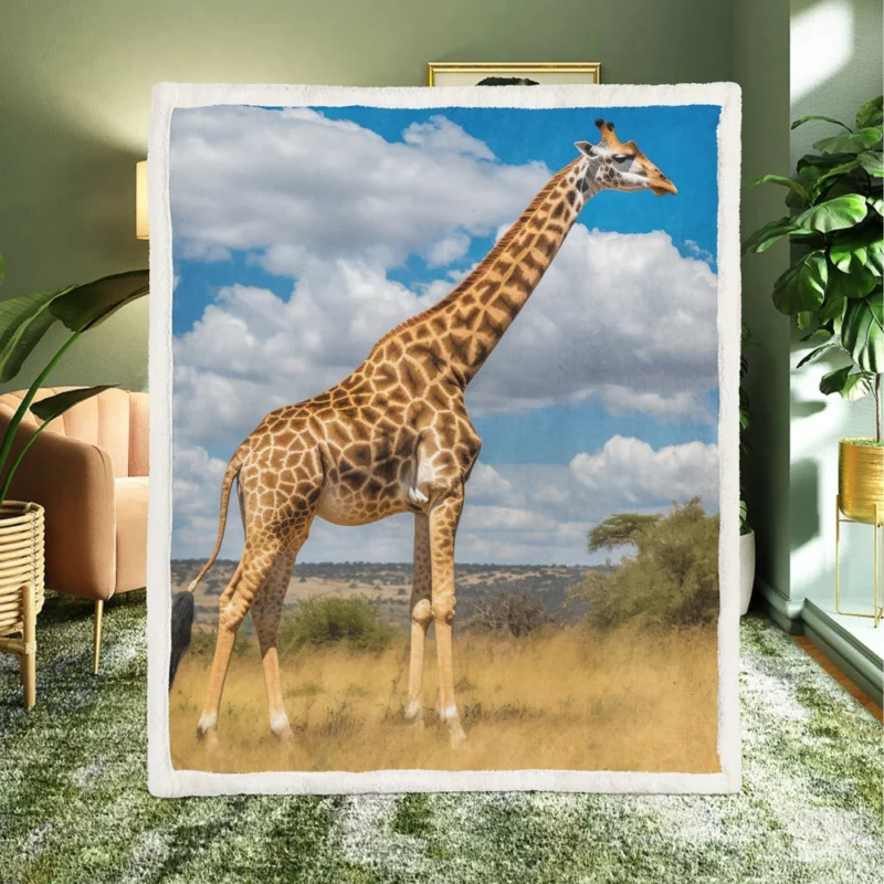 Giraffe Portrait in Africa Sherpa Fleece Blanket