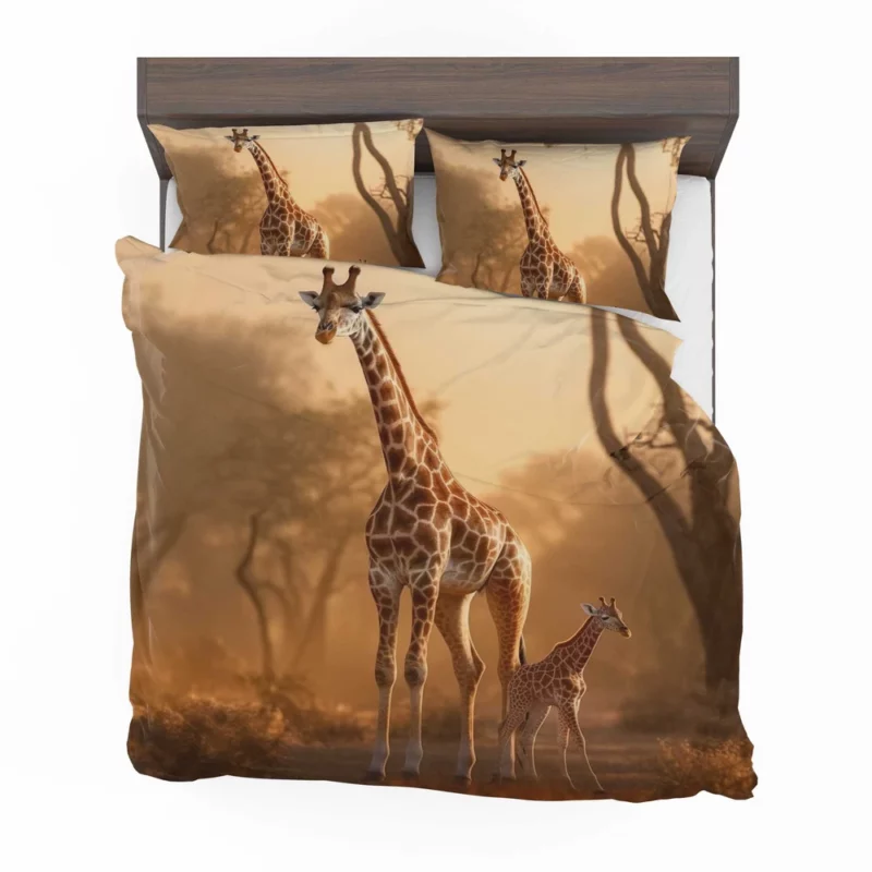 Giraffe Stand Together In Forest Bedding Set 2