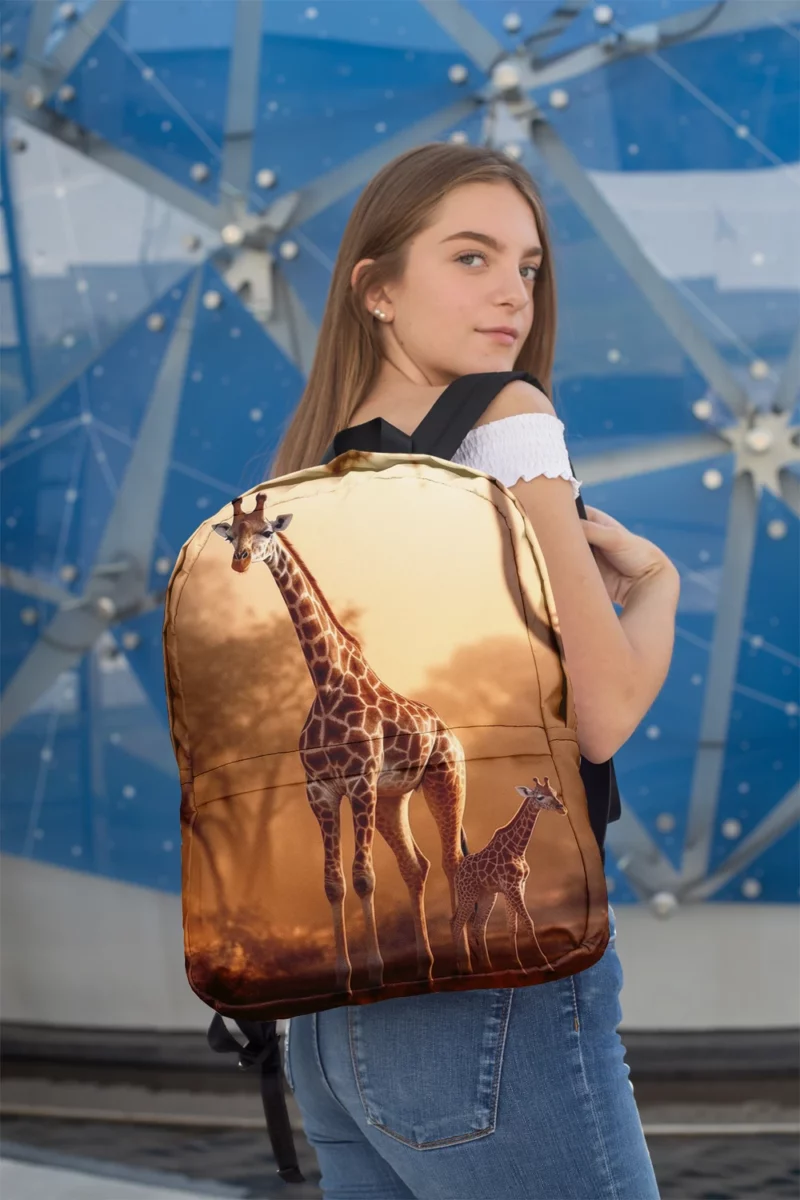 Giraffe Stand Together In Forest Minimalist Backpack 2