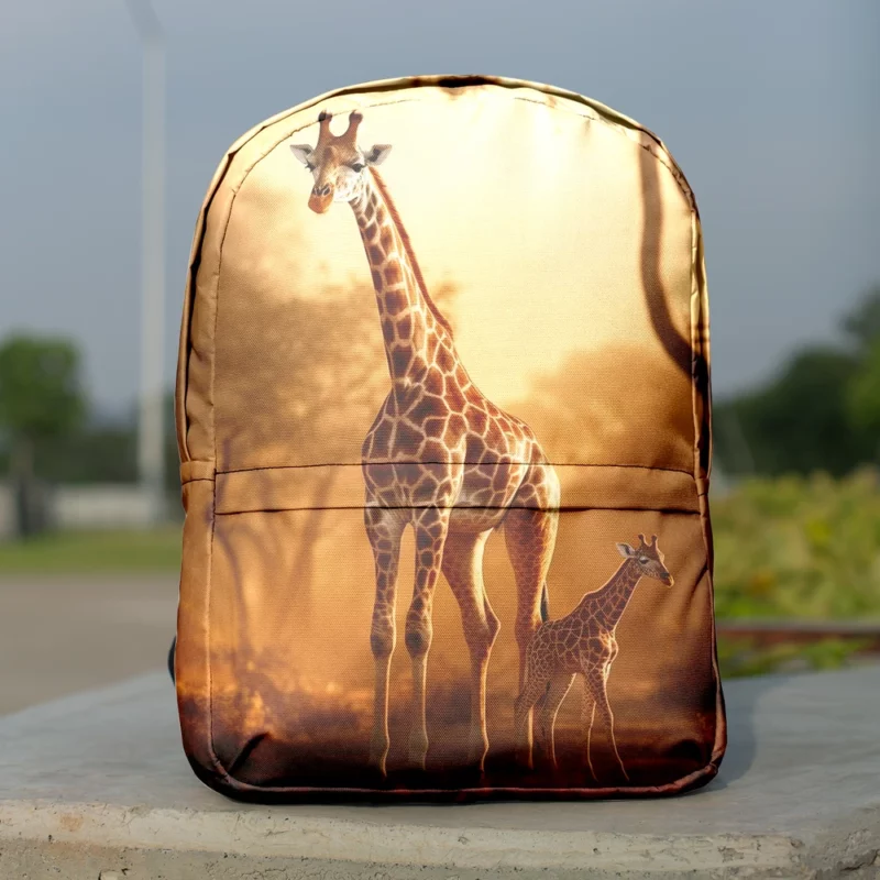 Giraffe Stand Together In Forest Minimalist Backpack