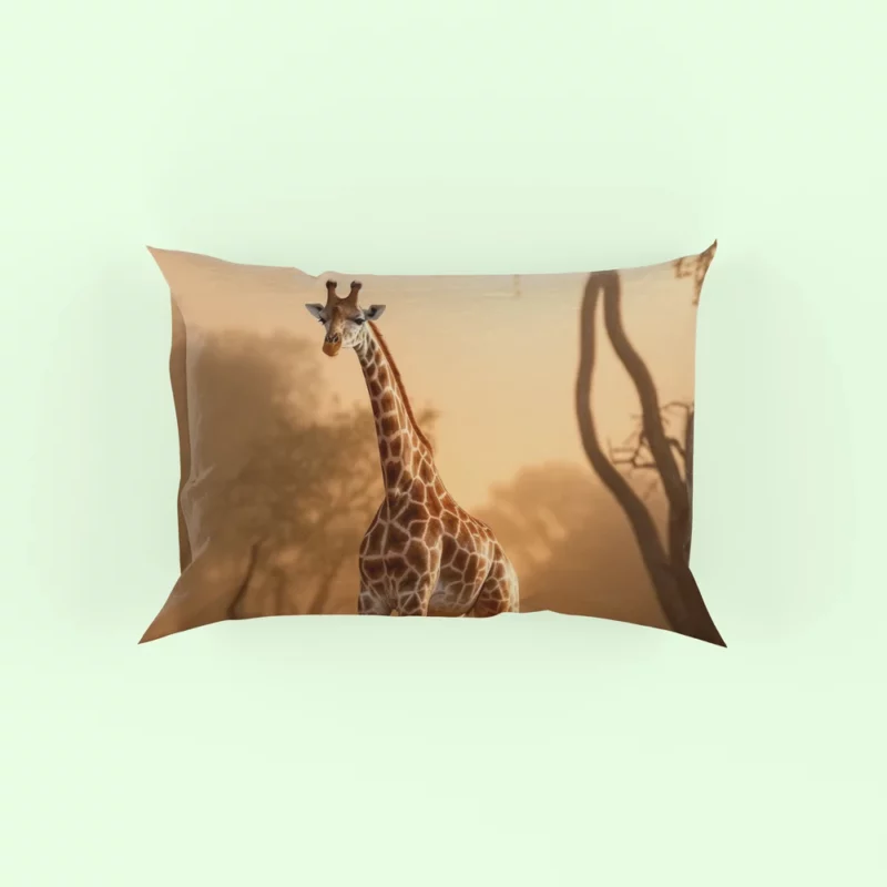 Giraffe Stand Together In Forest Pillow Case