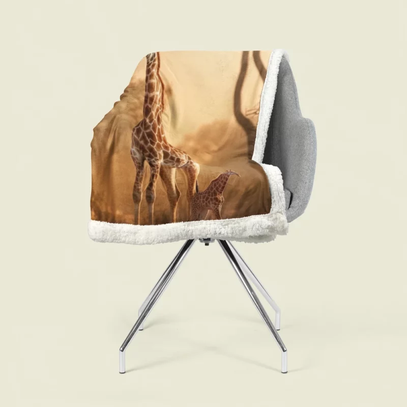 Giraffe Stand Together In Forest Sherpa Fleece Blanket 1