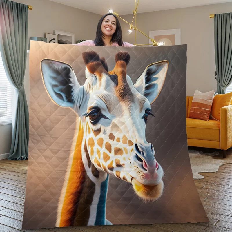 Giraffe Wearing a Scarf Quilt Blanket