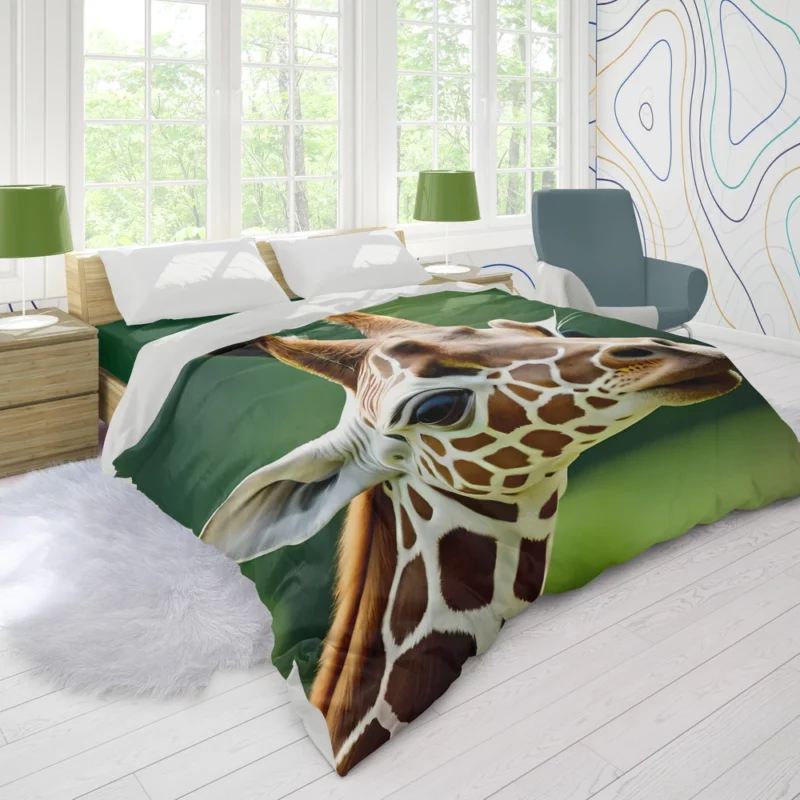 Giraffe With an Ear Tag Duvet Cover