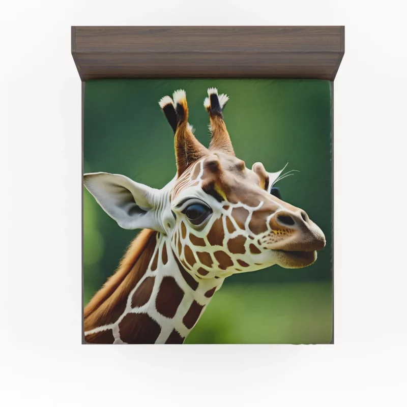 Giraffe With an Ear Tag Fitted Sheet