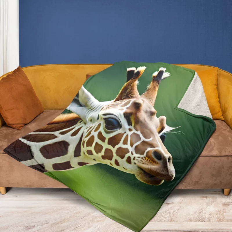 Giraffe With an Ear Tag Fleece Blanket 1