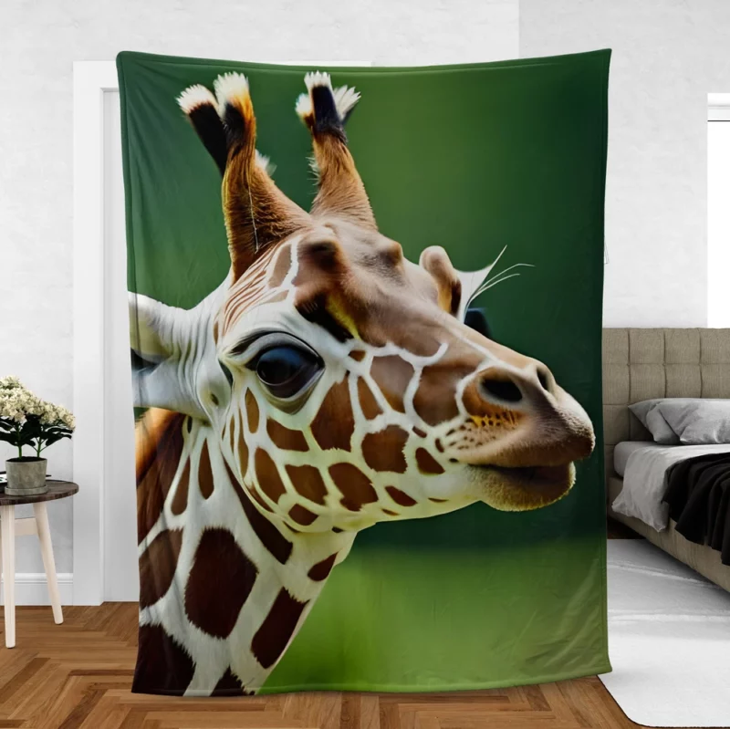 Giraffe With an Ear Tag Fleece Blanket