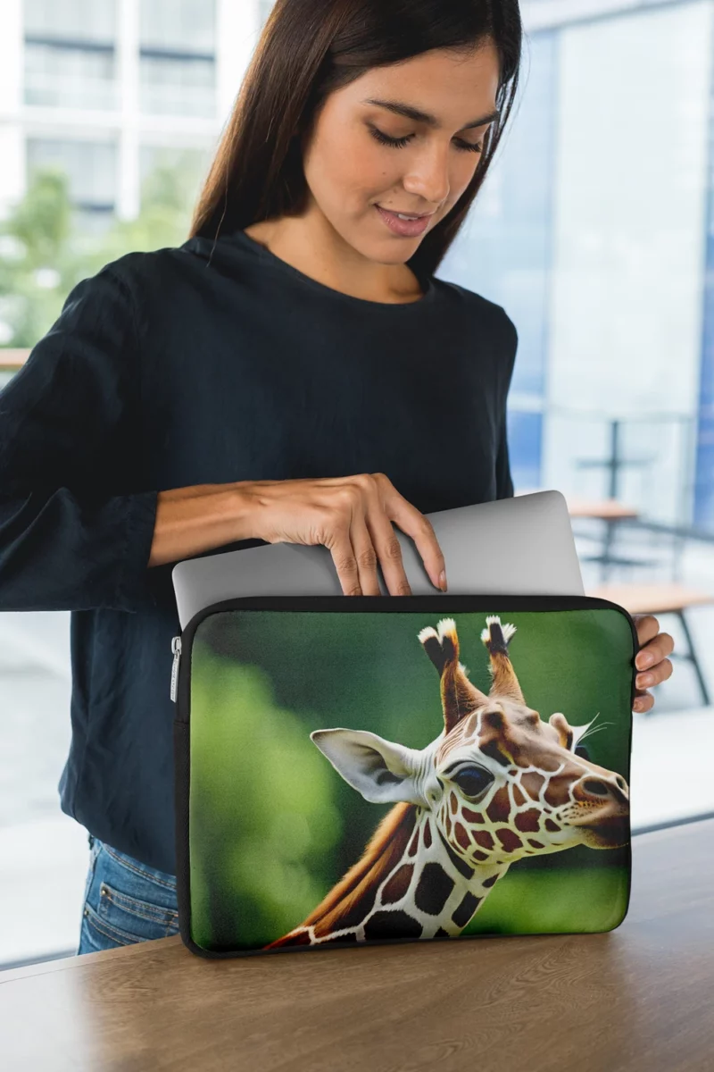 Giraffe With an Ear Tag Laptop Sleeve 1