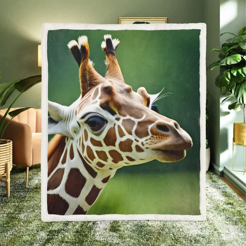 Giraffe With an Ear Tag Sherpa Fleece Blanket