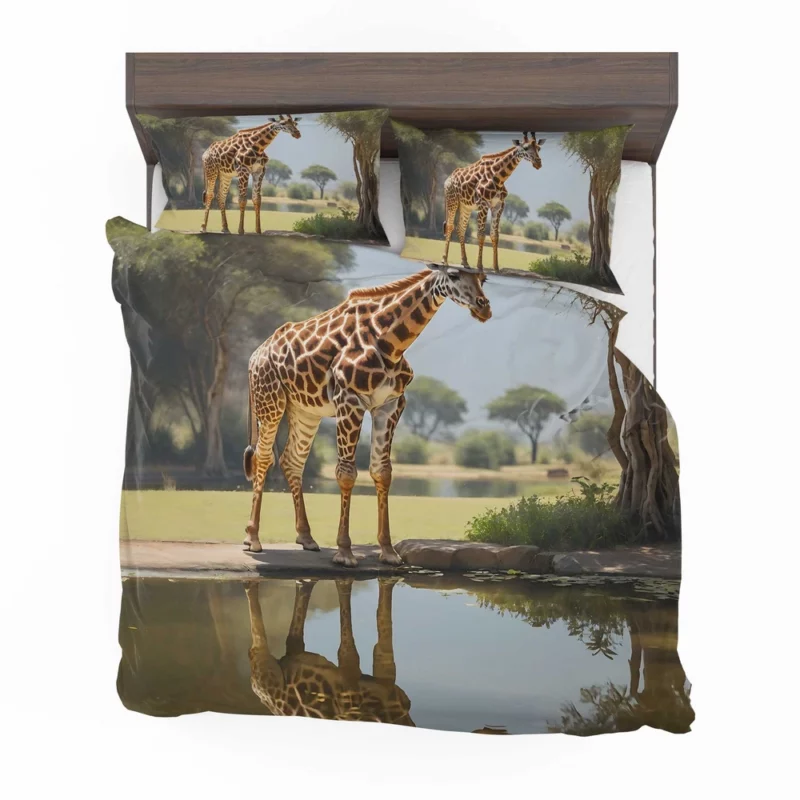 Giraffe by a Pond Bedding Set 2