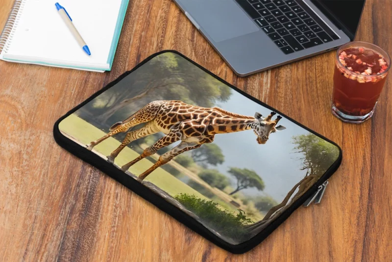 Giraffe by a Pond Laptop Sleeve 2