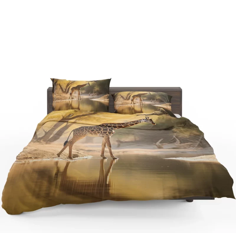 Giraffe by the Watering Hole Bedding Set 1