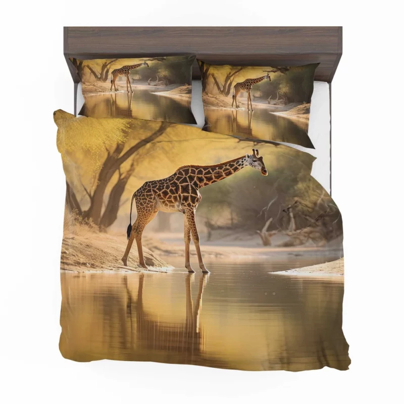 Giraffe by the Watering Hole Bedding Set 2