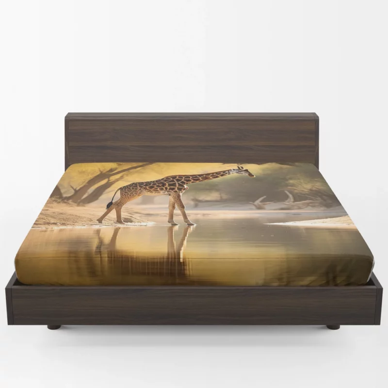 Giraffe by the Watering Hole Fitted Sheet 1