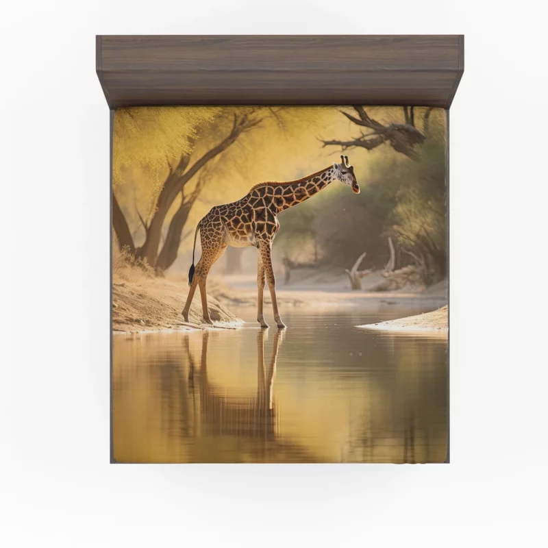 Giraffe by the Watering Hole Fitted Sheet