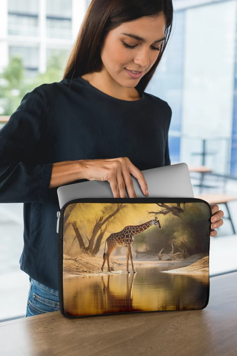 Giraffe by the Watering Hole Laptop Sleeve 1