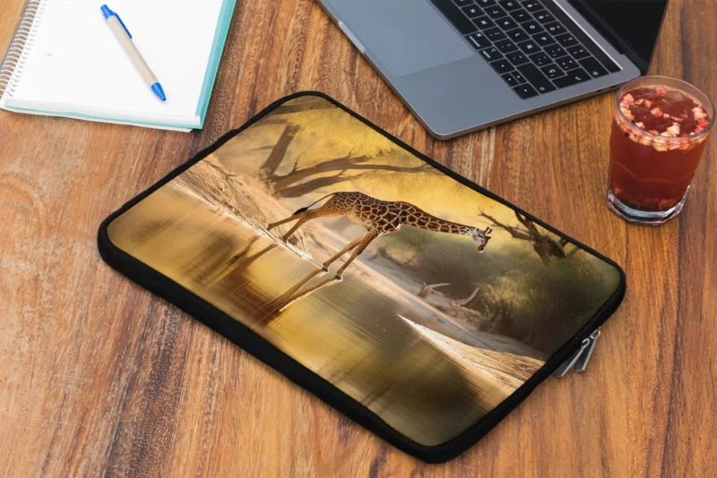 Giraffe by the Watering Hole Laptop Sleeve 2