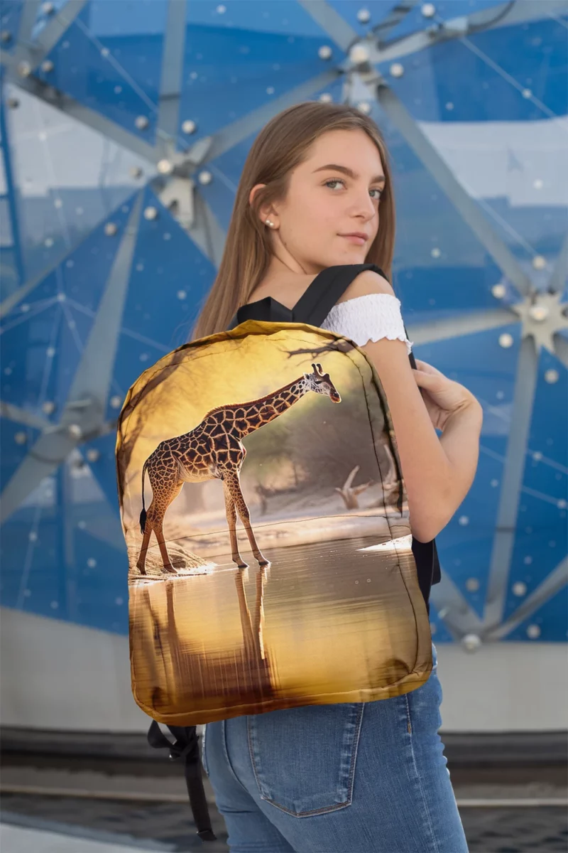 Giraffe by the Watering Hole Minimalist Backpack 2