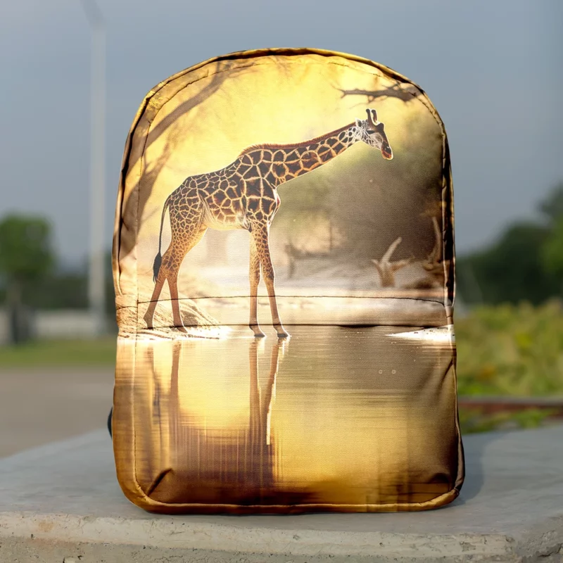 Giraffe by the Watering Hole Minimalist Backpack