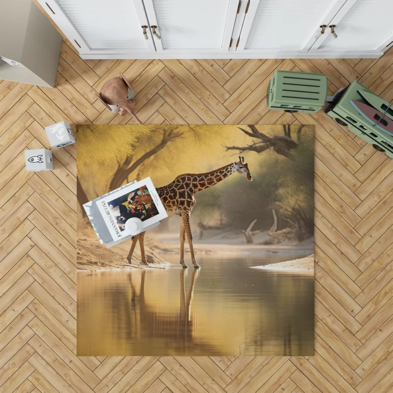 Giraffe by the Watering Hole Rug