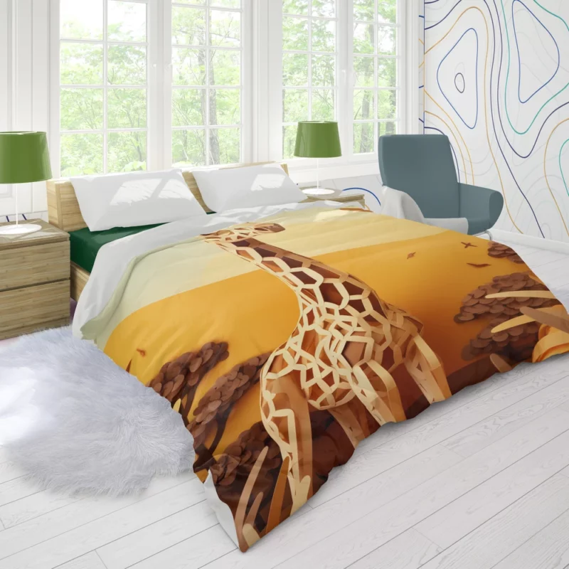 Giraffe in a Grassy Field Duvet Cover