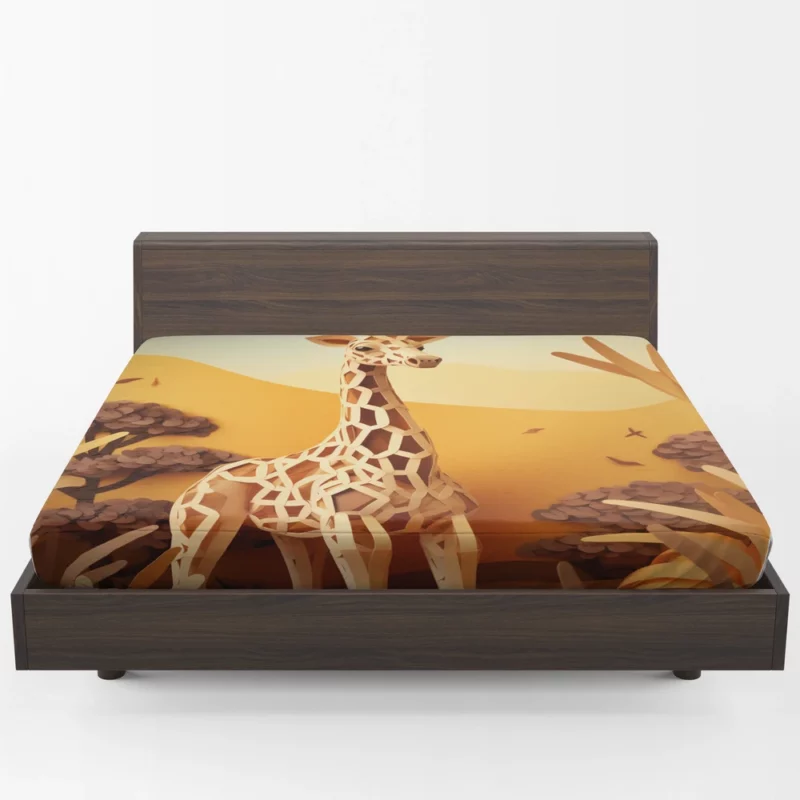 Giraffe in a Grassy Field Fitted Sheet 1