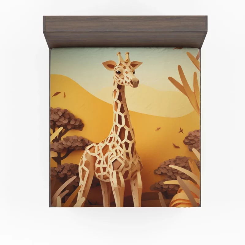 Giraffe in a Grassy Field Fitted Sheet