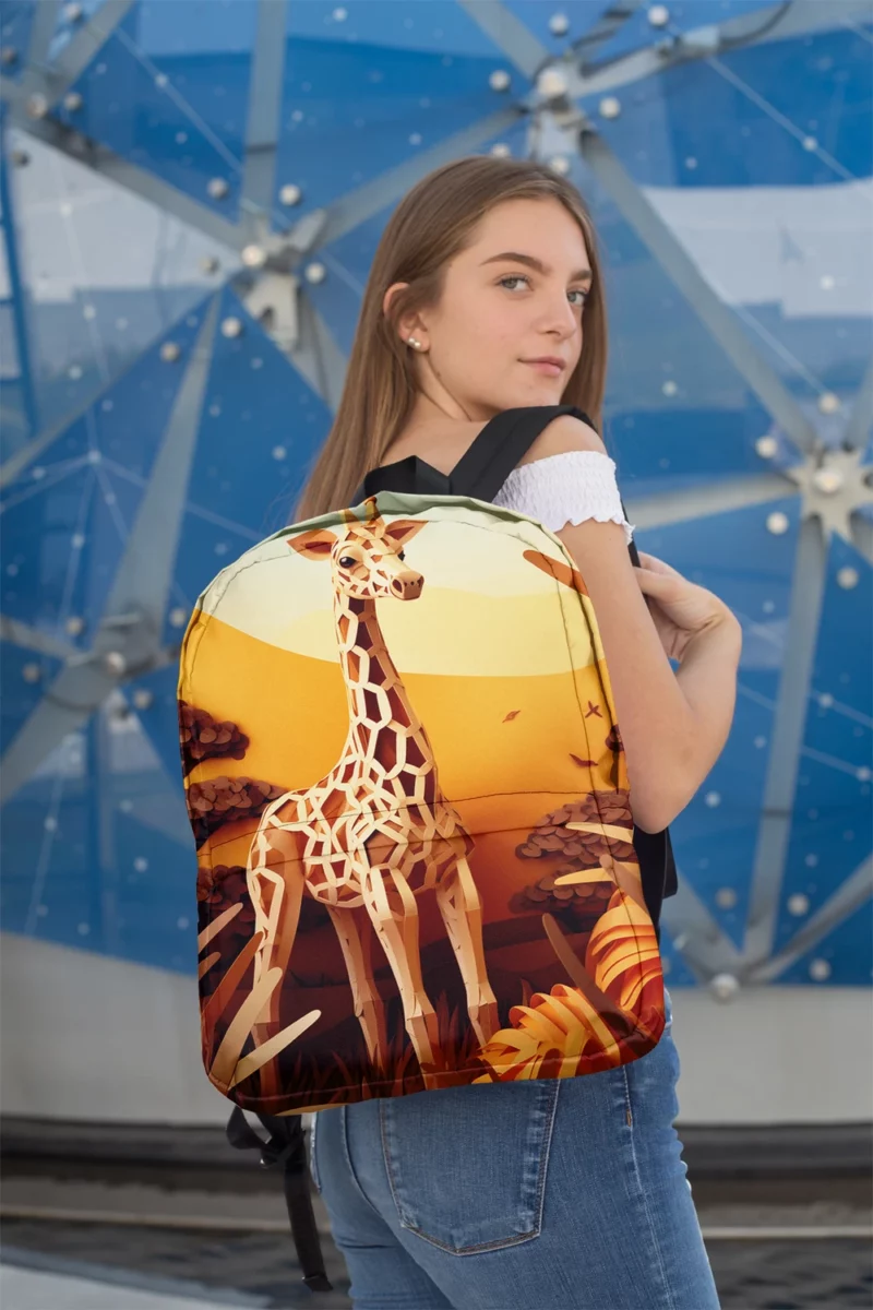 Giraffe in a Grassy Field Minimalist Backpack 2