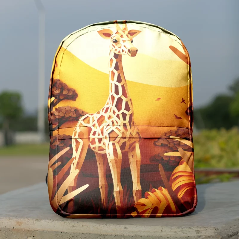 Giraffe in a Grassy Field Minimalist Backpack