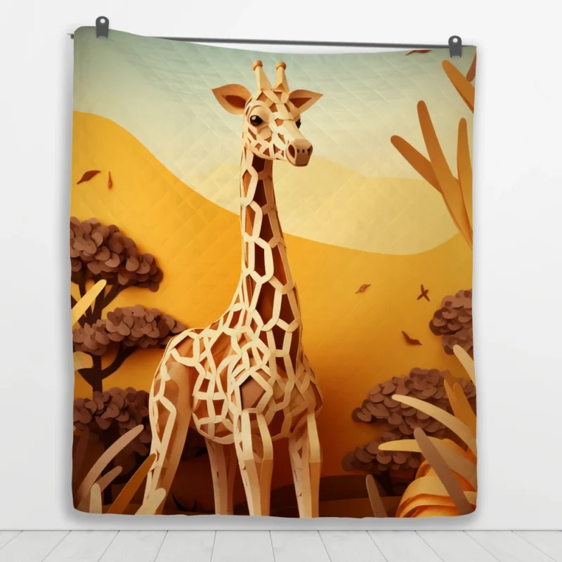 Giraffe in a Grassy Field Quilt Blanket 1