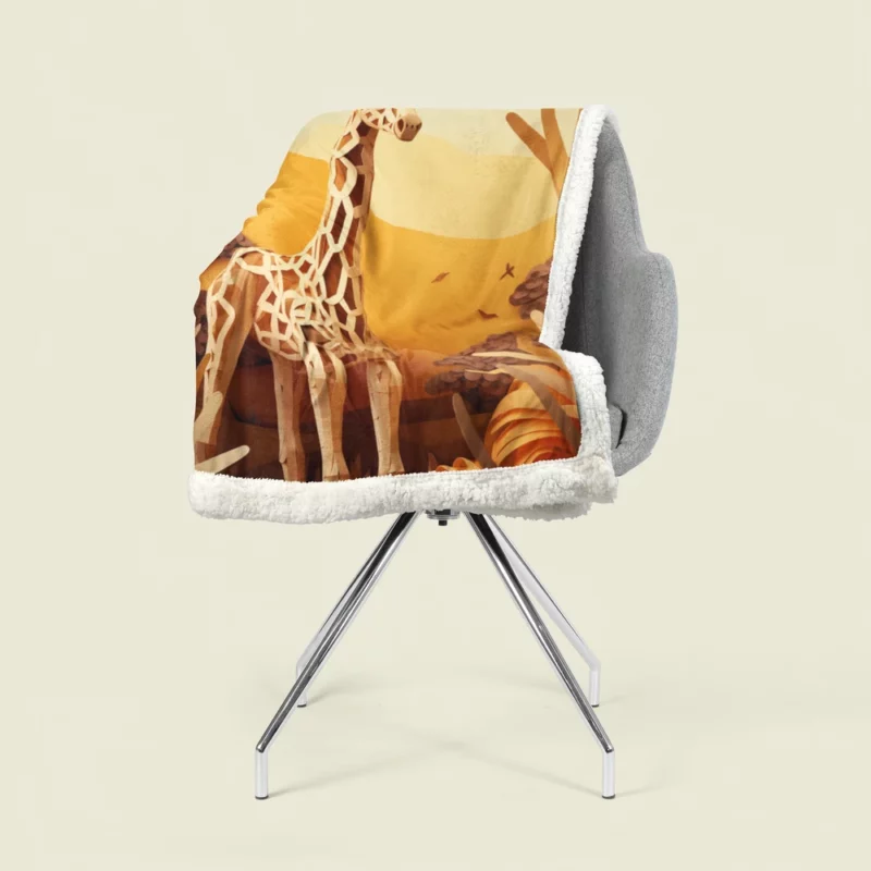 Giraffe in a Grassy Field Sherpa Fleece Blanket 1