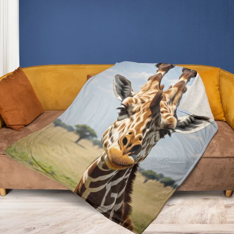 Giraffe in the Jungle Fleece Blanket 1