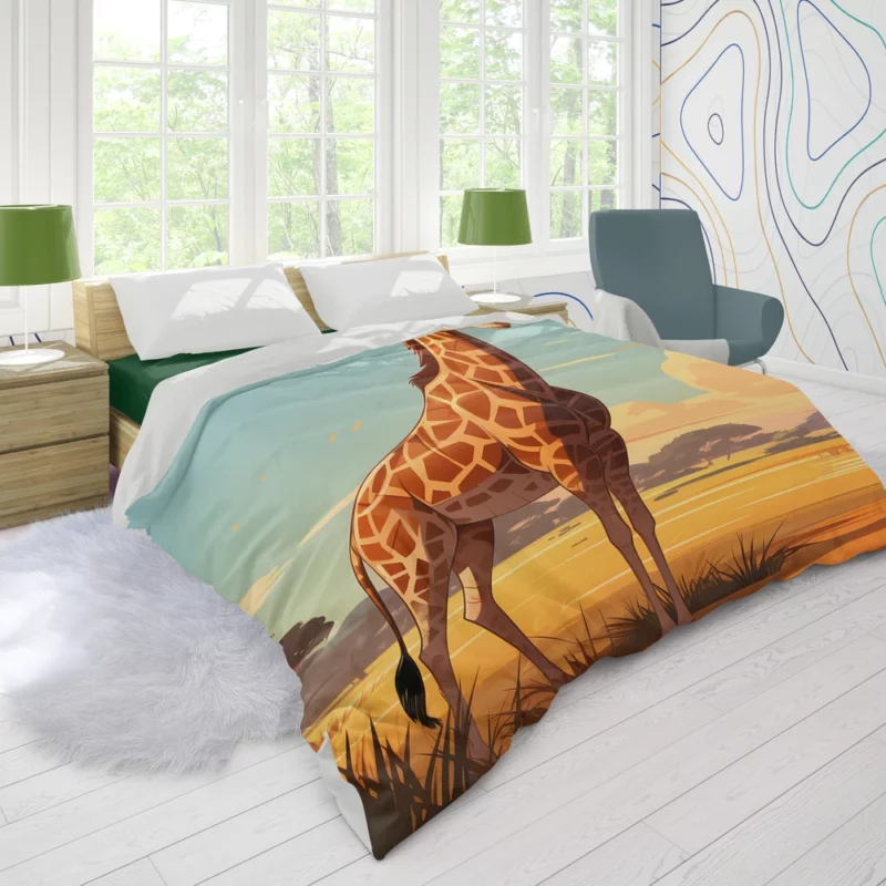 Giraffe in the Savannah Duvet Cover