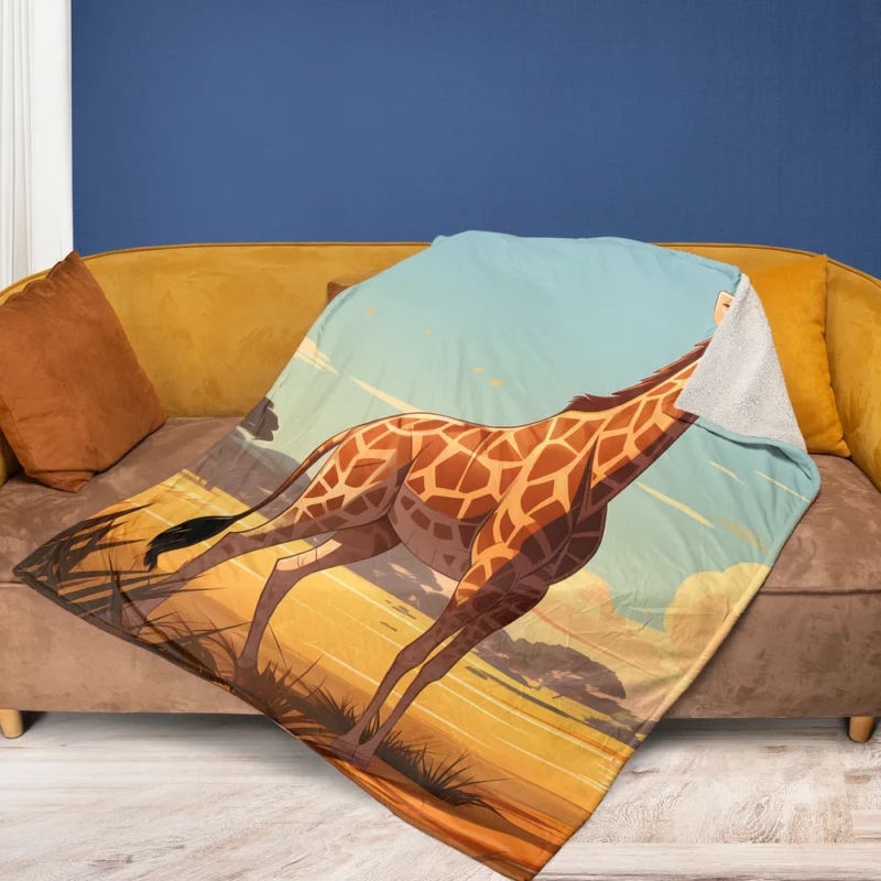 Giraffe in the Savannah Fleece Blanket 1