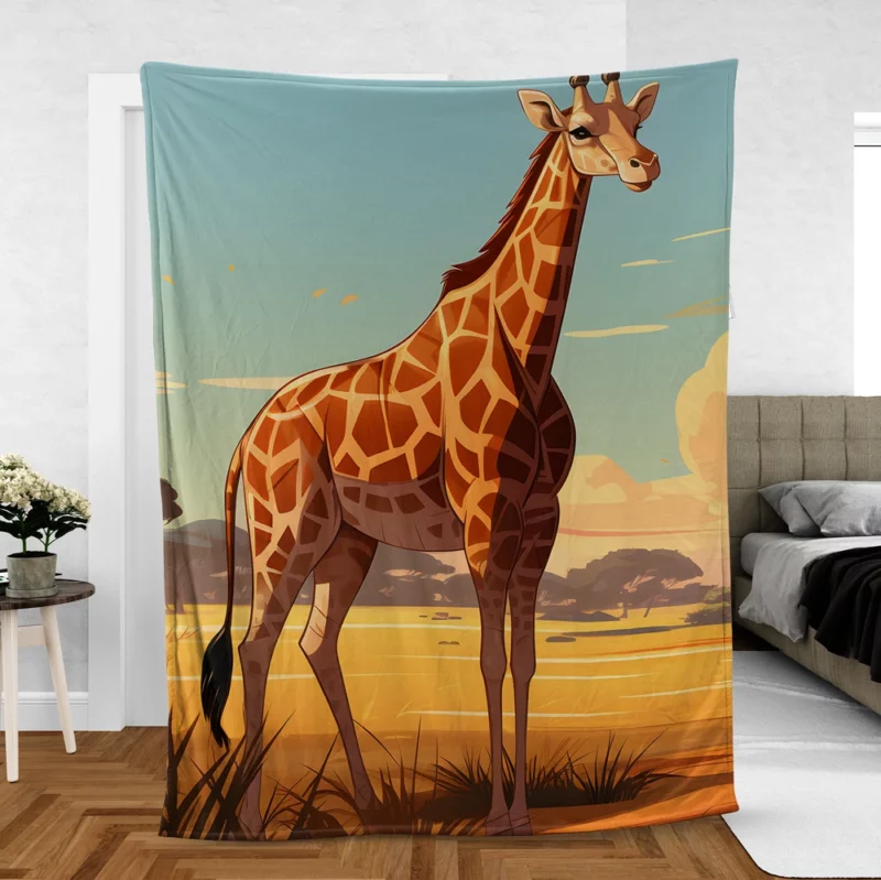 Giraffe in the Savannah Fleece Blanket