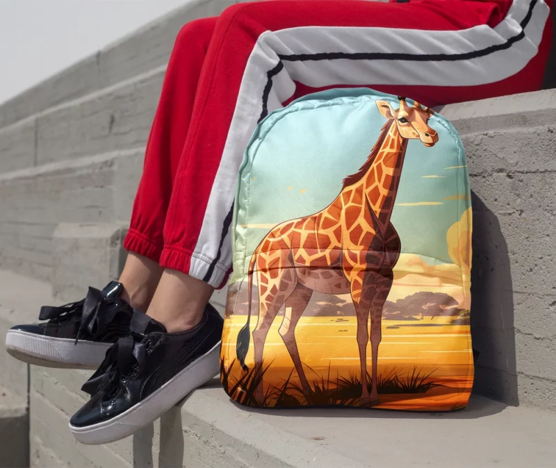 Giraffe in the Savannah Minimalist Backpack 1