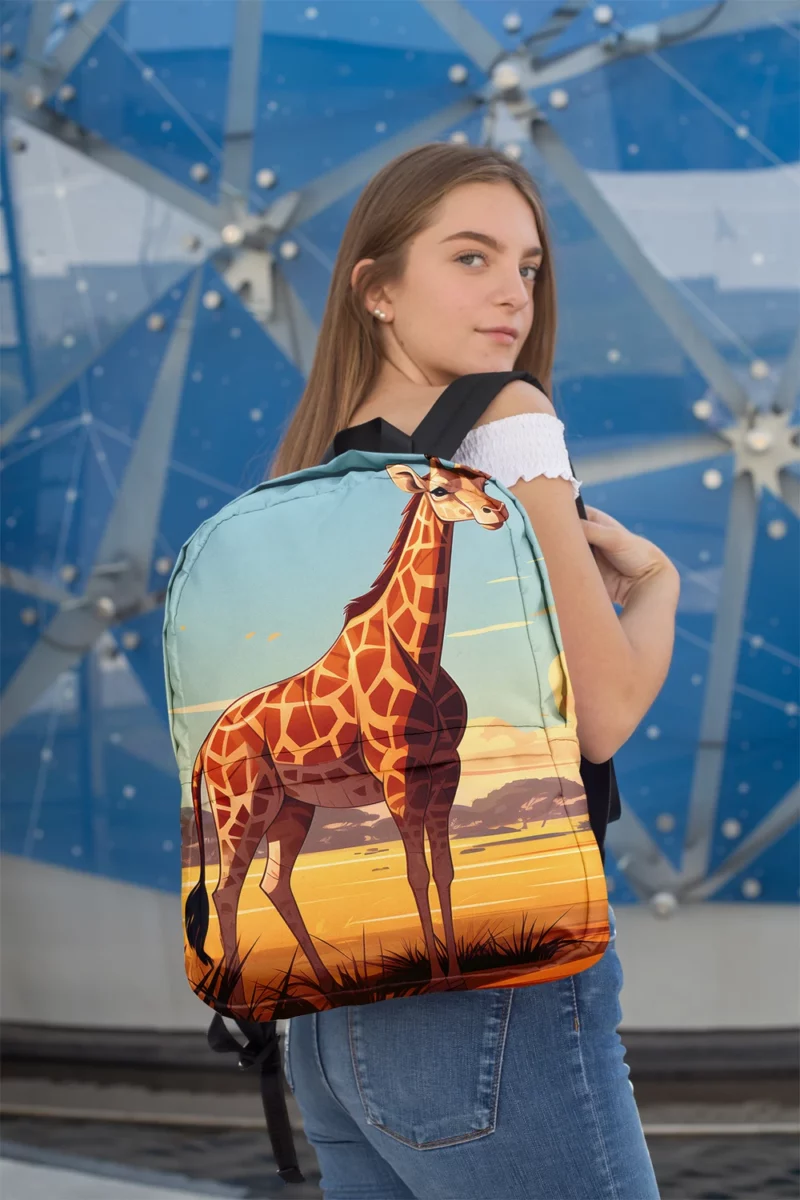 Giraffe in the Savannah Minimalist Backpack 2