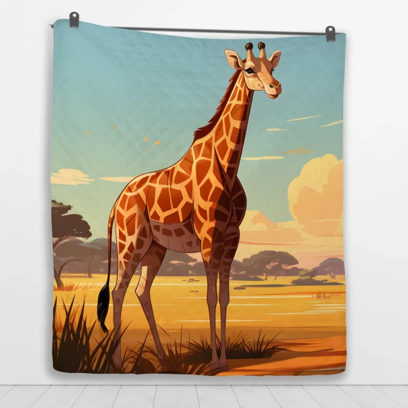 Giraffe in the Savannah Quilt Blanket 1